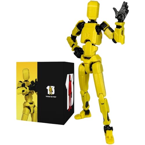 Image of ONNGEO Titan Dummy 13 Action Figure, 3D Printed Fully Articulated Robot Toy with Movable Joints, Poseable Collectible Figure for Kids & Adults, Desktop Decoration, Game Lovers Gift (Yellow)