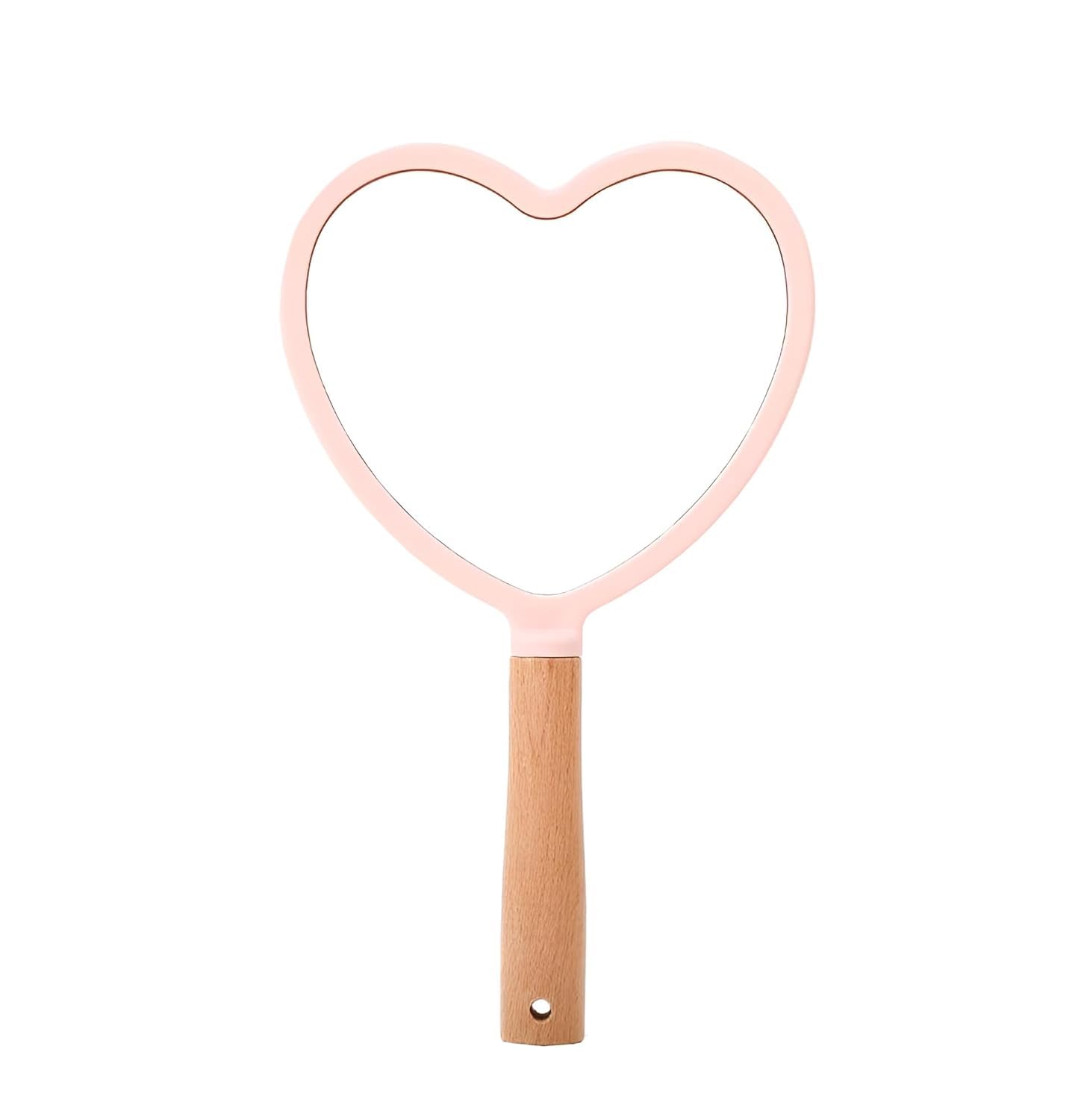 Wood Hand Mirror Heart Shaped Handle Makeup Mirror, Small Cute Wooden Shaving Mirror with Single Side Hanging Hole, Travel Portable for Men Women-image-29