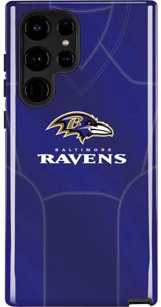 Skinit Pro Phone Case Compatible with Galaxy S22 Ultra - Officially Licensed NFL Baltimore Ravens Black & White Design