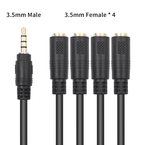 Splitter de audio y micrófono 3.5mm 1 a 4 vías miniatura 4