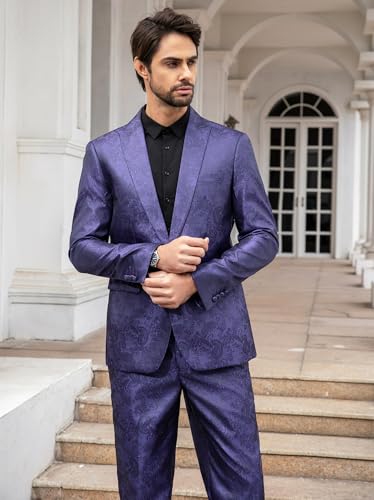 Cloudstyle Mens Slim Fit Paisley Suit Single Breasted Party Suit Jacket 1 Button Sport Coat4