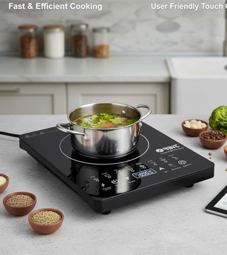 Image of Exxelo 10 Year Warranty Induction Cooktop 2000 Watts Electric Stove with Smart Touch Panel, Timer Function, Multiple Cooking Modes, Portable Kitchen Appliance, Energy Saving Induction Cooker
