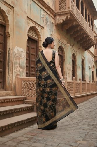 Image of Yashika Women's Georgette Printed Saree with Blouse Piece for Traditional Ethinic Wear Sari