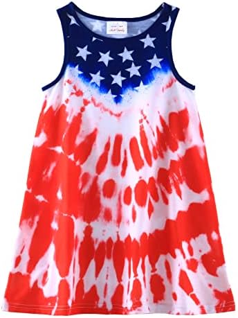HH Family Girls 4th of July Dress Patriotic American Flag Outfit Kids Clothing