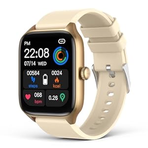 Smart Watch for Women with Bluetooth Call,Activity Fitness Tracker 1.96″ HD Full Touch Screen with Heart Rate/Sleep Monitor,Waterproof Smartwatches for iOS Android Beige