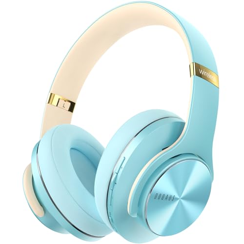 DOQAUS Bluetooth Headphones Over Ear, Wireless Headphones with Mic, 52 Hours Playtime, 3 EQ Modes, Foldable Headphones Wireless with Soft Memory Protein Earpad, Bluetooth 5.0,for Phone/PC/Tablet(Blue)