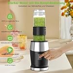 Mixer, 500W Smoothie Maker & Standmixer & Mixer Smoothie Maker mit 570ml Smoothie Flaschen BPA frei Tritan,Tragbarer Blender Smoothie Maker aus Edelstahl 4-Blatt für Shake, Smoothie und Babynahrung – Bild 4