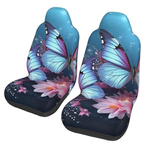 Housses de siège de voiture imperméables anti-tache motif fleurs de papillon universelles
