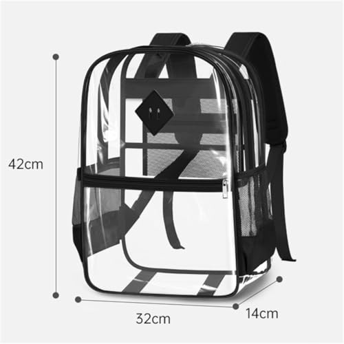 Clear Backpack Heavy Duty PVC Material, Clear Backpack Stadium-Compliant See-Through Bags (Black)2
