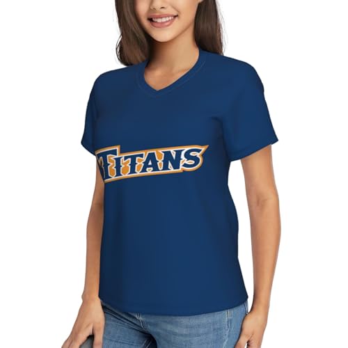 Cal State Fullerton Titans T Shirts Short Sleeve V Neck Tees for Women Fashion Tops Trendy Black