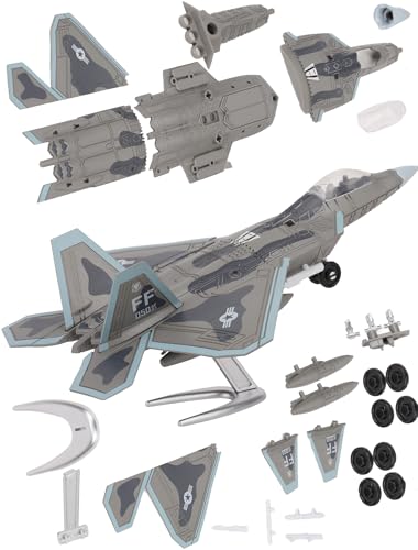 GRTCZYSL F22 Raptor Model Fighter Jet Plane Toy 1/100 Plastic Military Airplane Building Kit 22 Pieces Snap-fit Assembly Aircraft Model with Stand Birthday Gift for Adults and Boys