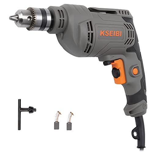 Image of KSEIBI 3/8-inch Electric Drill Corderd Power 3.8 Amp Variable Speed Trigger High Speed0-3300 RPM, Belt Holder, Reverse Function (Keyed KSM 450-D)