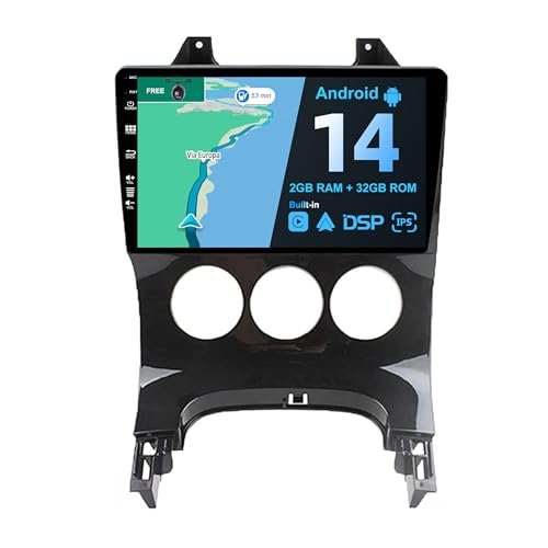 BXLIYER Android 14 IPS Car Stereo For Peugeot 3008/5008 (2009-2016) - Built-in Wireless Carplay + Android Auto - 2G+32G - Rear Camera FREE - 9 Inch 2 Din - Steering Wheel DAB Fast-boot WIFI