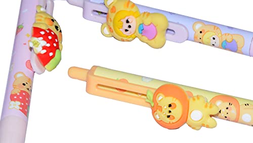 Image of Crackles Cute Ball Points Pens for Students and Kids- Black Ink (Random Design Will be Sent,Pack of 6)