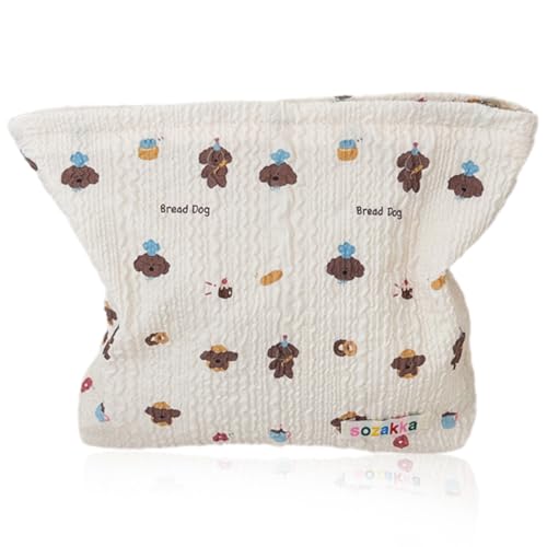 CATOR Neceser de Mujer Grande de Verano, Neceser Infantil en Tejido, Bolso de maquillaje para mujer, Ideal Playa, Piscina, Viaje(Modelo perrito)
