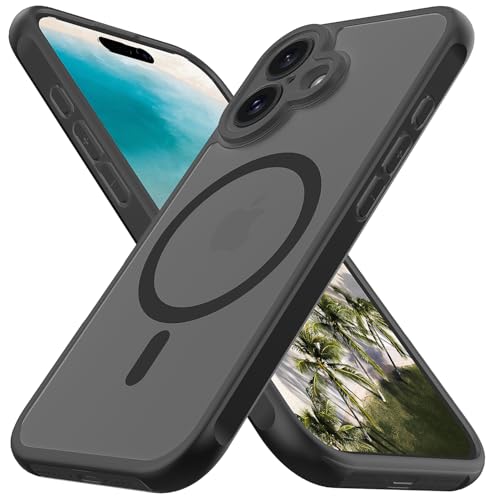 Hongxinyu Magnetic Designed for iPhone 16 Case, [Compatible with MagSafe] Slim Fit Translucent Matte Texture Back with Hard PC Bumper Shockproof Phone Cover for iPhone 16-6.1 inch