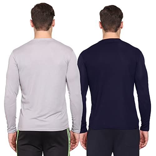Image of TQH Full Sleeve T Shirt for Men | Pack of 2 T-Shirt for Man Full Sleeve | Gym Workout | Men's Tshirts | Slim Fit Polyester Round Neck Solid Sports T-Shirts for Running Training Casual Wear