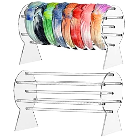 MOFASVIGI Acrylic Headband Holder, Detachable Jewelry Clear Organiser Display Stand, The Perfect Necklaces Storage Rack for Teen Girls and Women Gifts (2 pcs) Cover