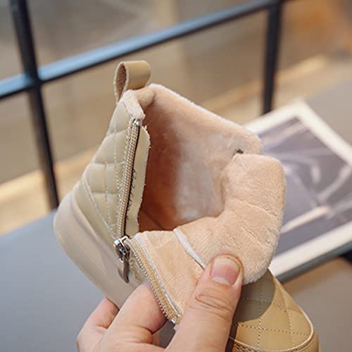 Fur Lined Kids Snow Boots,Boys Girls Winter Ankle Boots Side Zipper (Toddler/Little Kid/Big Kid)3