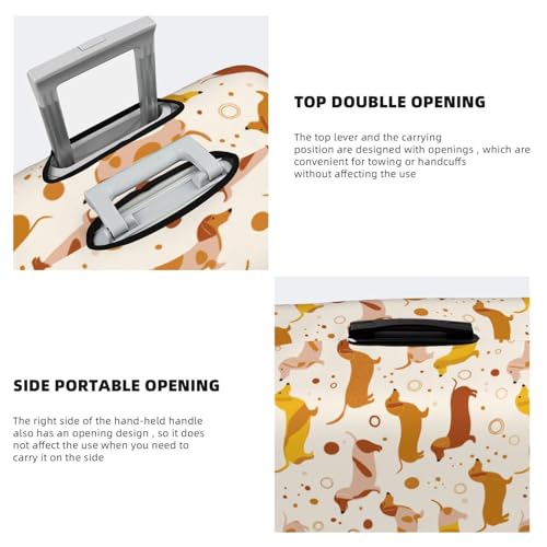 Luggage Cover Protector - Cartoon Cute Sausage Dog Print Fit 22-24 Inch Suitcase Covers for Luggage4