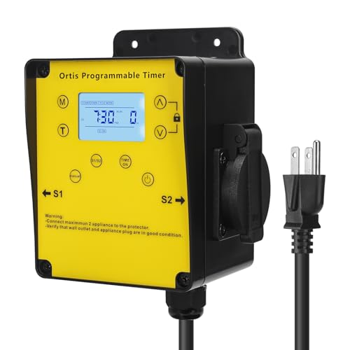 Ortis Above Ground Smart Pool Timer with Countdown Mode & 24H Auto Cycle Mode, LCD Display, Dual Outlet with Waterproof Cover for Pump & Salt Chlorination System, Ideal for Pools Filters Pumps