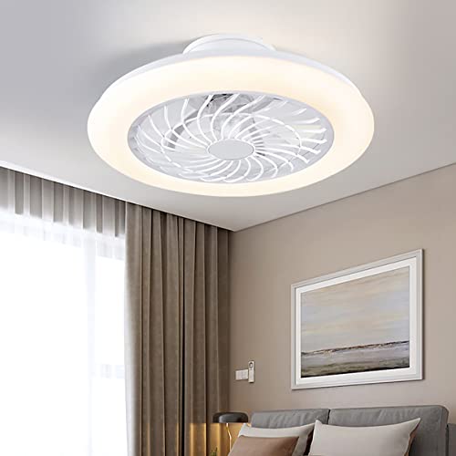 SYLKWOR Ventilador con colores de luz de techo, control remoto silencioso, ventilador de dormitorio, luz de techo para comedor, luz de techo con temporizador, ventilador de salón con luz de techo
