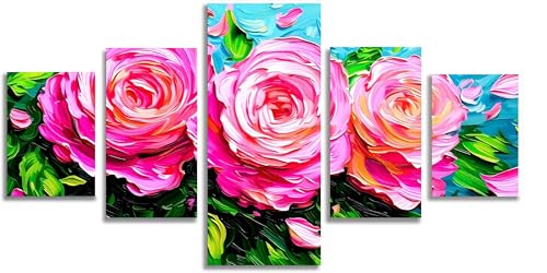 Mefooge 5D Diamond Painting 5 Pack Rose contre les murs vides : Fresque Géante 300x150cm