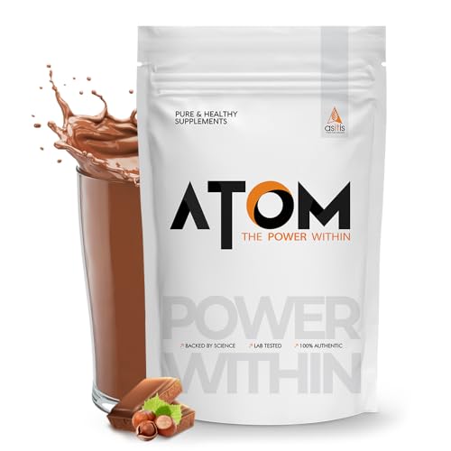 Image of Asitis Nutrition ATOM Whey Protein Isolate 2kg | 30g protein, 6.1g BCAA & 13g EAA | Ultra Pure-Fast acting Protein | Choco Hazel Fusion Flavor