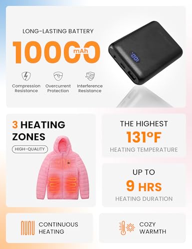 HENNCHEE Kids Heated Jacket for Boys Girls Lightweight Winter Heated Jacket with Battery Pack Heated Coat2