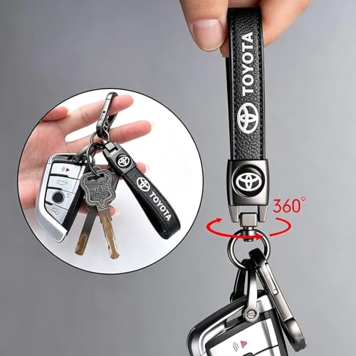 Image of Leather car Keychain Set for Men and Women Family Present Keychain Key Ring Lanyard (Black)