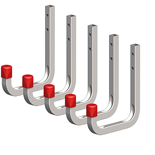 Secotec 5 x Universalhaken verzinkt 80 x 120 mm Belastbarkeit 45 kg Haken für Gartengeräte