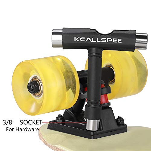 Kcallspee Skateboard Tool, T Skate Tool and Allen Key with Cross Screwdriver Head and 10PCS Speed Washers, Universal for Longboard Skateboard and More