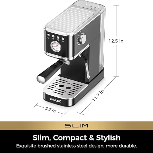 CHULUX Slim Espresso Machine with Milk Frother for Home Cappuccino, Black - image 8