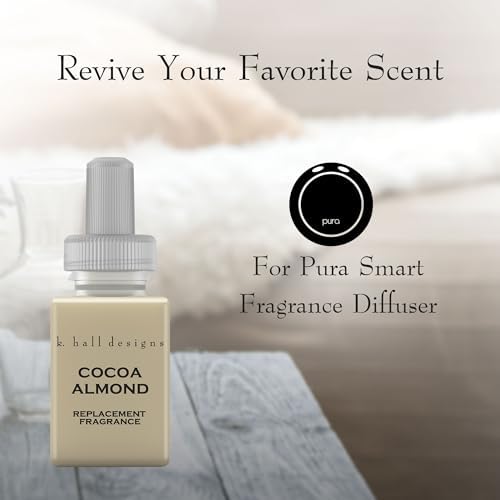 K. Hall Designs Simplicity by Pura Cocoa Almond Scent Pura Diffuser Refill, Replacement Fragrance, Almond, Cocoa and Chocolate Latte Blend, 0.33 Fl Oz / 10 ml - Thumbnail 3