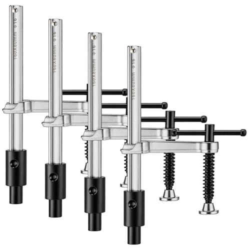 Moxweyeni 4 Pack Welding Table Clamp with T-handle Max Opening 6-1/2 Inch Throat Depth 3-1/4 Inchs Fits 5/8 Inch (16 Mm) Welding Table Holes Heavy Duty Workbench Screw Clamp for Weld Fabrication