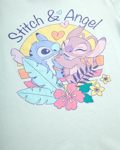 Image of Disney Girls Minnie Mouse and Lilo Cotton Blend Crew Neck Graphic T-Shirt | Officially Licensed, Soft Feel, Relaxed Comfy Fit Kids Love, Fun Character Prints, Great for School, Play and Everyday