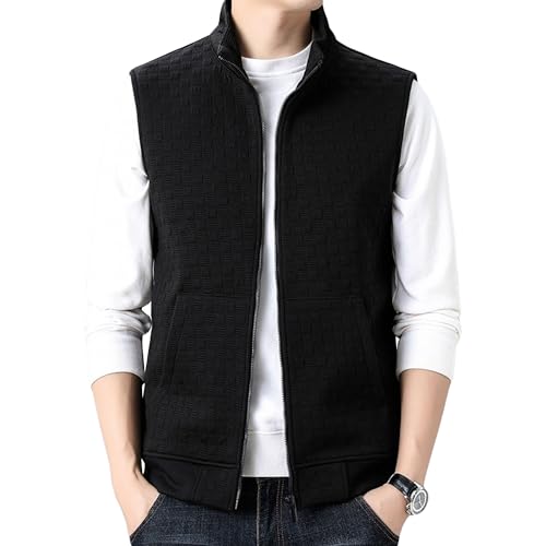 Gilet d'hiver doublé en polaire homme veste sans manches col montant