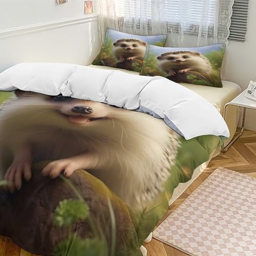 Housse de couette hérisson 220x240 cm avec taies d'oreiller en microfibre