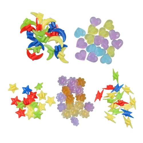Pokinge 100pcs Bike Spoke Beads,Multi Color Bicycle Wheel Spoke Beads Multi Shaped Flower Heart Star Moon Geometry Decorative Wheel Bead Clips