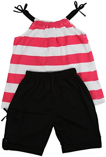 Image of ToBeInStyle Girl's Two Piece Summer Set Cute Tee Top and Matching Shorts Adorable Outfit