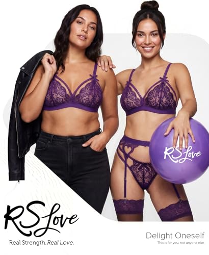 Image of RSLOVE Women Lingerie Set with Garter Belt | Heart Cutout Lace Design, Adjustable Fit, Soft Stretch Fabric, 3 Piece Romantic Lingerie Set