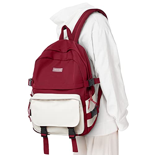 Image of weradar Middle School Backpack For Teen Girls,Cute College Backpack For Women Men,Waterproof Travel Rucksack Casual Daypack,High School Bookbags Boy,Kawaii Students Bag(Red)