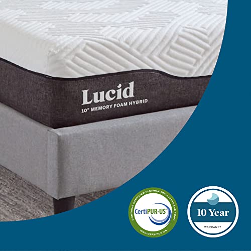 Lucid 10 Inch Hybrid Mattress – Bamboo Charcoal And Aloe Vera Infused- Memory Foam Mattress- Moisture Wicking – Odor Reducing #TOP5