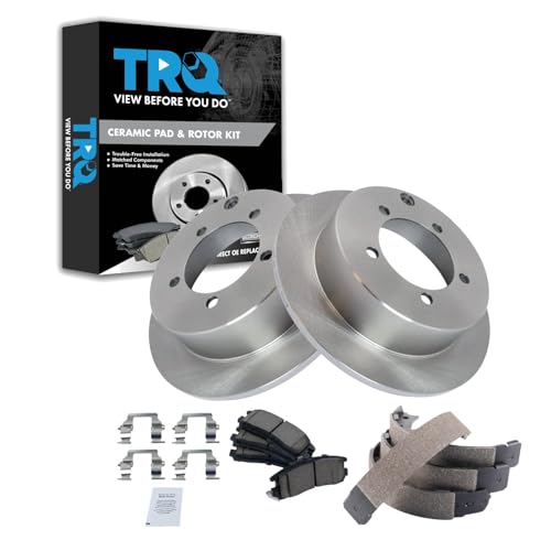 Image of TRQ Rear Brake Pad and Rotor Set Ceramic Compatible with 1995-2005 Chrysler Sebring Dodge Avenger Mitsubishi Eclipse 1995-1998 Eagle Talon 1999-2003 Galant