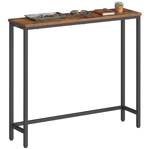 VASAGLE Console Table Narrow Hallway Table with Steel Frame Sofa Table for Entryway 80 x 20 x 81.2 cm Rustic Brown Industrial Style for Living Room BARNET Collection LNT035KD01