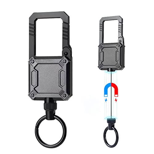 Magnetic Retractable Keychain with Gift box, Heavy Duty Carabiner Key chain with 25" Cord, Up to 50 oz Keys and Tools, Gift for Birthdays Christmas Father's Day Valentine's Day