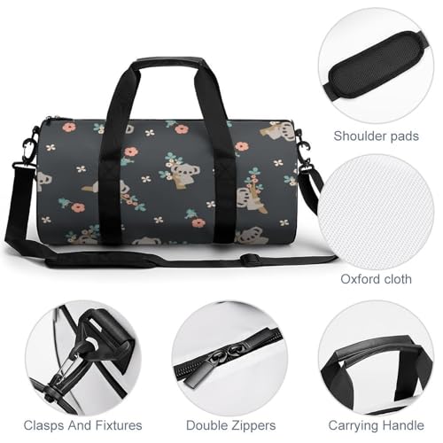 Sac week-end duffel bag imprimé koala floral 45cm multi-usage