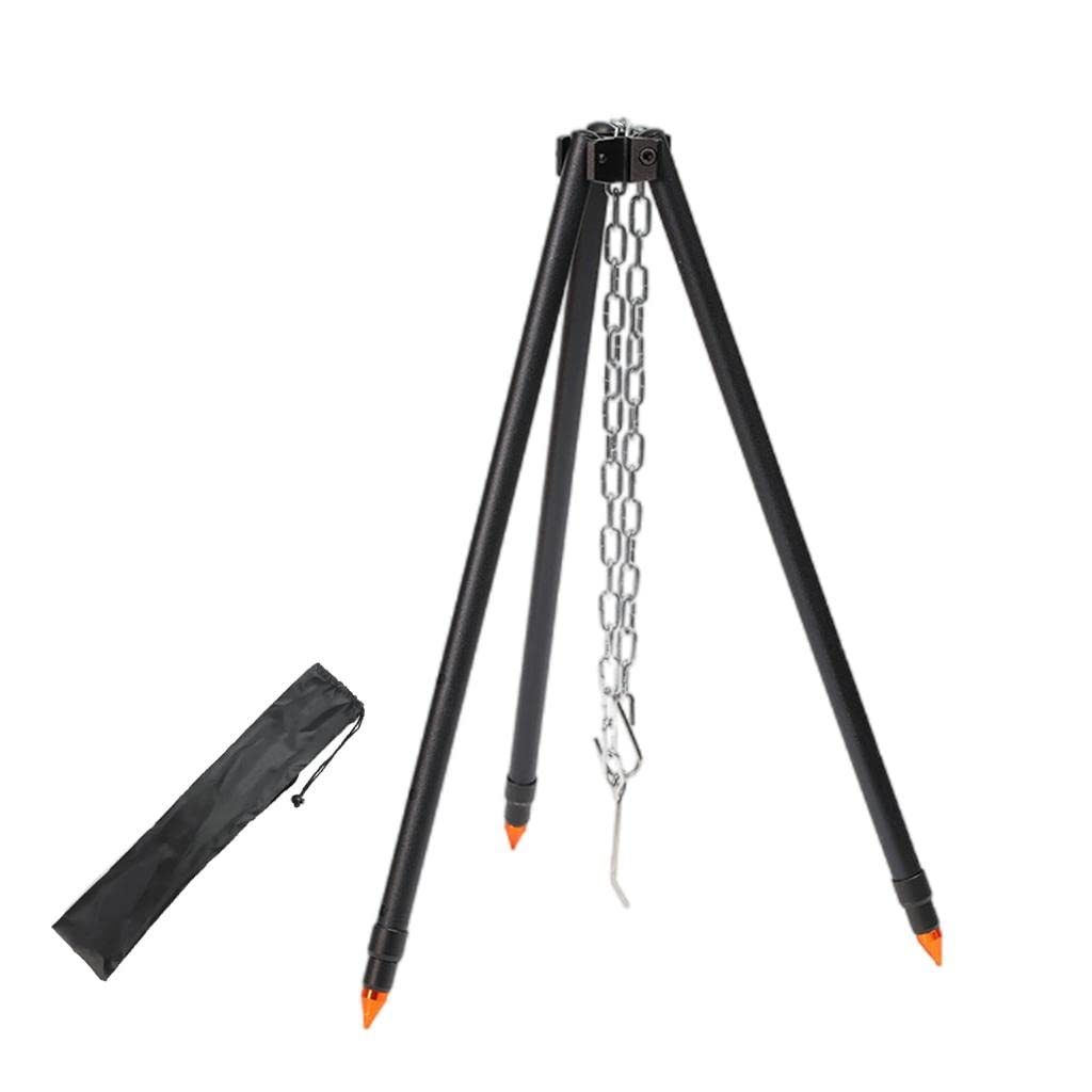 Tripode Poêle Support de Compact avec Chaîne Ajustable en Acier pour de Adapté au Camping Pêche Randonnée