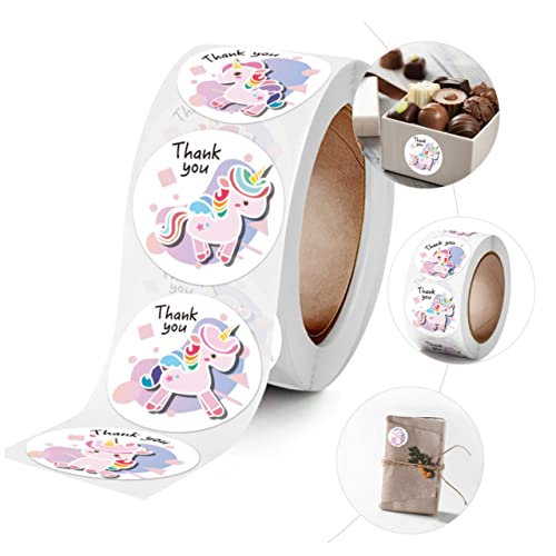 Nusitou 4 Rolls Unicorn Stickers De Wedding Scrapbook Stickers Scrapbooking Gifts Candy Box Stickers Envelope Seal Stickers Thank You Circle Stickers Gift Packing Labels #TOP6