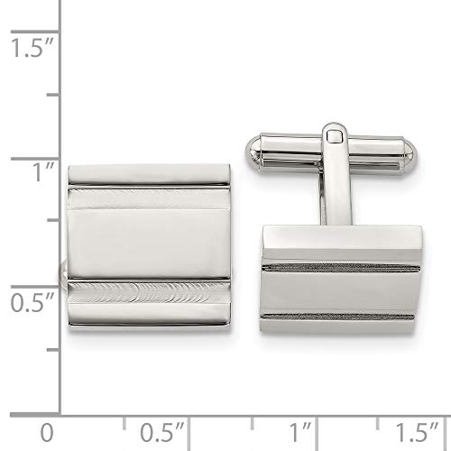 Mancornas para hombre de acero inoxidable sólido 13mm x 15mm miniatura 3